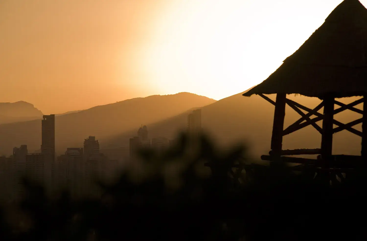 Coucher de soleil sur Benidorm vu depuis la sortie de Mundomar
